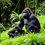 **

"A professional photographer documenting a family of mountain gorillas in their natural rainforest habitat in Rwanda, fully clothed in appropriate trekking gear, observing from a safe distance, lush green foliage, safe for work, appropriate content, perfect anatomy, natural proportions, modest attire, family-friendly, professional wildlife photography."

**