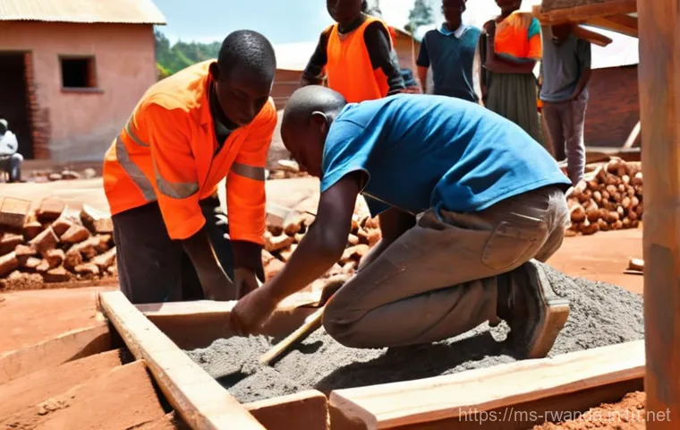 우무간다  Rwandan Community Work - **Prompt:** A vibrant, wide-angle shot of a diverse Rwandan community participating in Umuganda on a...