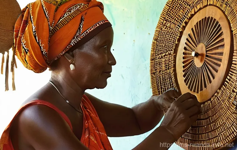 르완다의 주요 전통 직물 브랜드 - **Agaseke Baskets in a Serene Modern Home:** An interior shot of a minimalist yet warm living room, ...