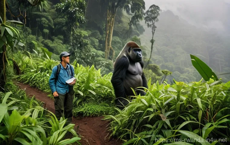 르완다에서의 여행사 추천 - **Prompt 1: Gorilla Trekking in Misty Rainforest**
"A group of diverse travelers, dressed in pra...