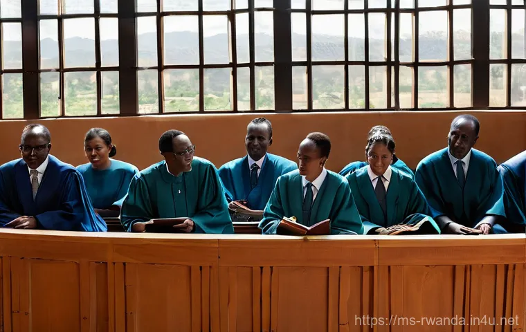 르완다의 법적 절차 - **Image Prompt: Rebuilding Justice in Rwanda**
A wide, optimistic shot of a modern, yet cultural...