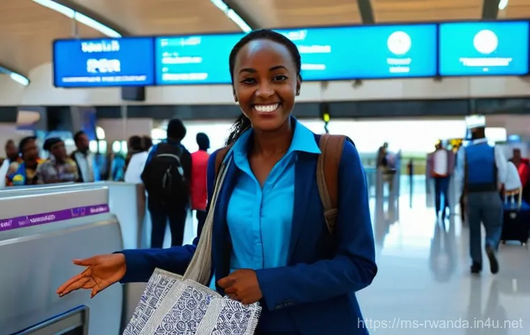 르완다 공항 도착 절차 - **Prompt 1: Welcoming Arrival at Kigali International Airport**
"A bright, modern, and immaculat...