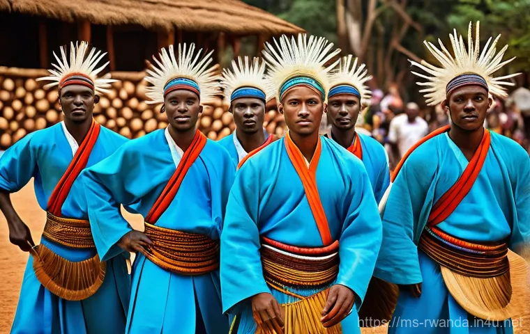 르완다 민속 춤의 주요 공연장 분석 - **Prompt for a Traditional Intore Performance in a Historical Setting:**
"A group of Rwandan Int...