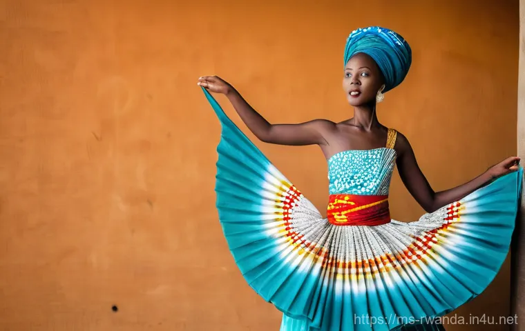 르완다 전통 춤 축제 - **Prompt:** A group of male Rwandan Intore dancers, mid-performance, exuding bravery and strength. T...