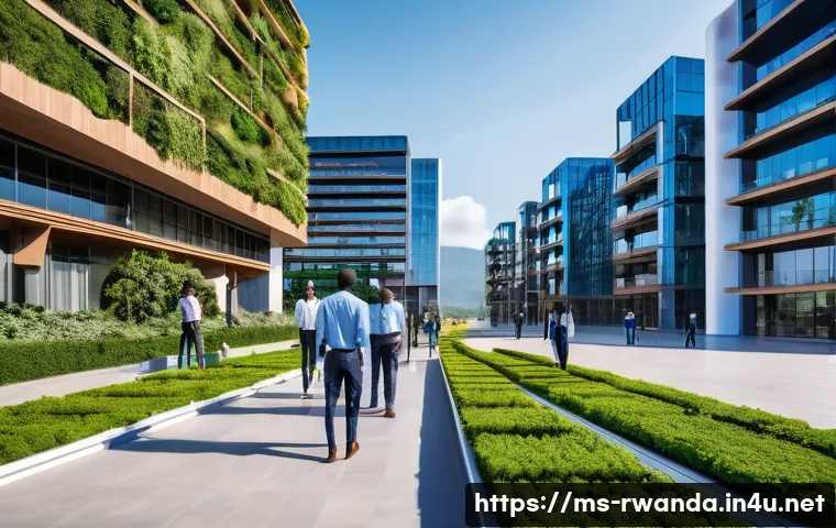 르완다의 정치 제도 - **Rwanda's Tech and Innovation Hub**
"A vibrant, wide-angle shot showcasing a futuristic yet org...