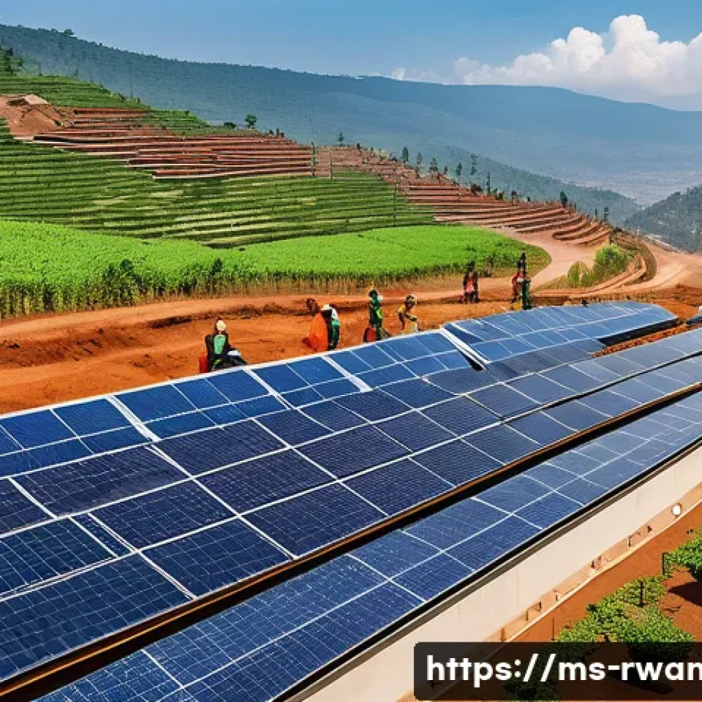 르완다의 다국적 기업 - A bustling scene of modern infrastructure development in Kigali, Rwanda, featuring multinational con...