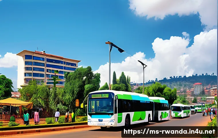 르완다와 콩고민주공화국 비교 - A vibrant urban scene of Kigali, Rwanda, showcasing a modern smart city environment with wide clean ...